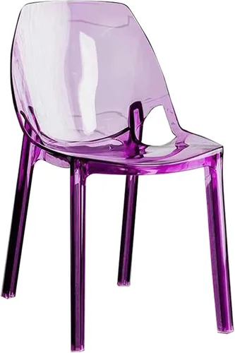 Vista 10 de Silla de comedor de acrílico moderna de mediados de siglo, silla de cocina transparente apilable con respaldo curvado para comedor, cocina, sala