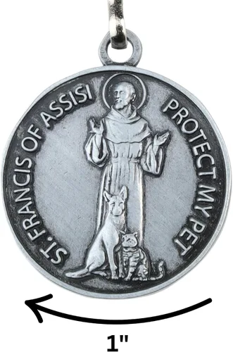Vista 2 de Needzo Medalla de San Francisco para collar de perro, dije de medallón de San Patrono para mascotas, regalos religiosos para nuevos dueños