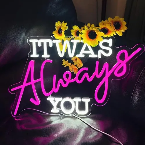 Vista 11 de Letrero de neón personalizado con texto en inglés «It Was Always You», letrero de neón personalizado con corazón para boda, fiesta de compromiso
