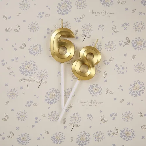 Vista 2 de Decoraciones de cumpleaños número 68 para mujeres y hombres, velas doradas