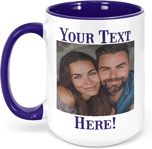 Vista 19 de Taza de café de cerámica negra personalizada de 11 onzas con texto, mensaje, tu texto aquí, nombre, DYE Taza para Cafe personalizadas, con foto