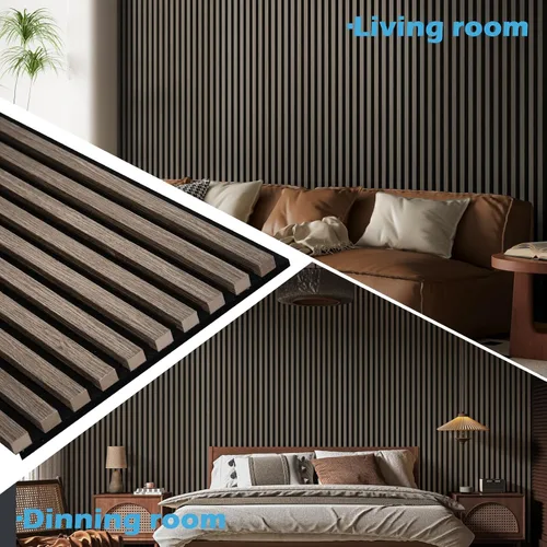 Vista 3 de Art3d Paquete de 2 paneles acústicos de madera de 48 x 24 pulgadas para pared, paneles de listones de madera insonorizados para pared y techo