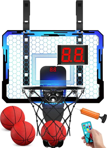 Vista 10 de QDRAGON Mini Basketball Hoop, Over The Door Indoor, with 3 Balls/Inflator/Breakaway Rim, Basketball Toy Gifts for Kids and Adults, Suit for