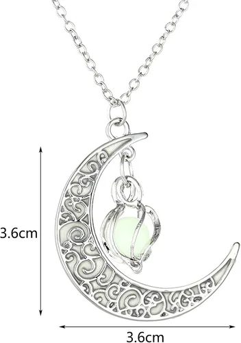 Vista 5 de 1 collar luminoso de piedra lunar encantada collar de cuentas giratorias de luna luminosa hueca - Collar brillante de hadas de fantasía mágica C