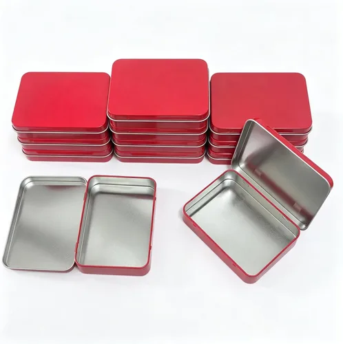 Vista 9 de 12 latas rectangulares de metal con bisagras, color negro, 4.5 x 3.3 x 0.87