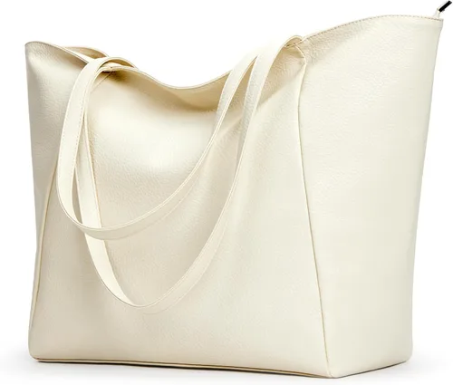 Vista 12 de KALIDI Bolso Tote Grande de Cuero Vegano para Mujer, Bolso de Hombro, Casual, con Cremallera, para Trabajo, Fin de Semana, Estilo Hobo, 23L