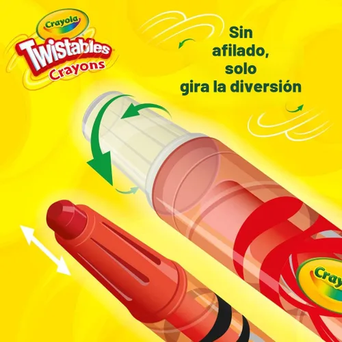 Vista 4 de Crayola Twistables - Crayones para niños (24 unidades) sin afilar, suministros para colorear para niños pequeños, menos desorden, relleno de media