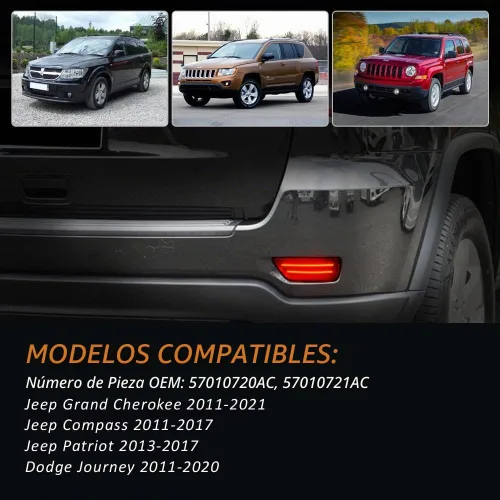 Vista 4 de Reflectores de parachoques trasero Lente roja clara LED para Jeep Grand Cherokee 2011-2021 rojo (Red Lens)