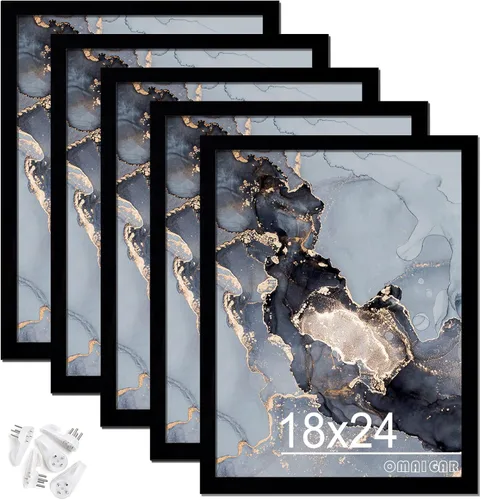 Vista 8 de OMAIGAR Juego de 5 portarretratos de 12 x 18 pulgadas, marcos de póster negros para póster de 12 x 18 pulgadas, certificado de lienzo de fotos