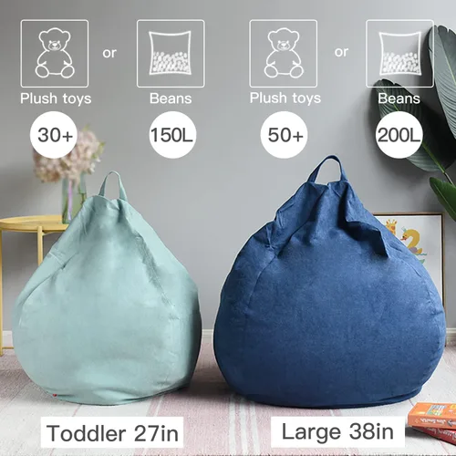 Vista 7 de YuppieLife Funda para puf de almacenamiento para niños (sin relleno), organizador de juguetes, sofá con asa de transporte, disponible para niños
