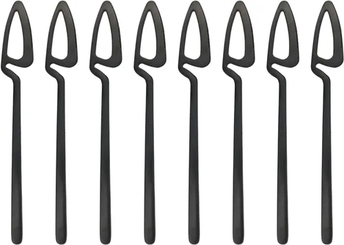Vista 7 de Juego de cubiertos negros de 24 piezas de cubiertos negros para colgar, utensilios de acero inoxidable, incluye cuchillo, tenedor/cuchara, acabado