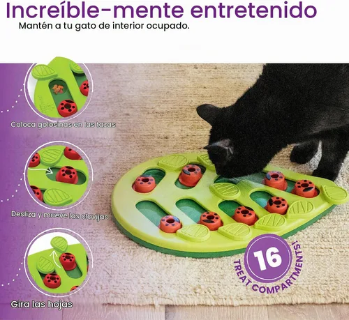 Vista 3 de Petstages rompecabezas interactivos para gatos, alimentador lento y juguetes dispensadores de bocadillos Level 2 Intermediate, 16 Hidden Treat