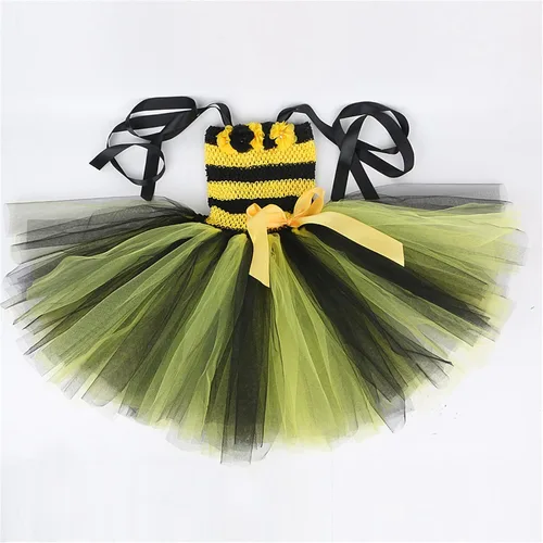 Vista 4 de Fivean Disfraz de tutú de abeja para niñas, espectáculo de escenario, disfraz de cosplay de abejorro para Halloween y cumpleaños