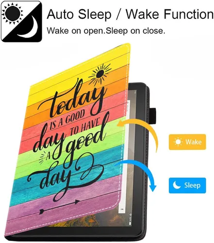 Vista 3 de Funda para tablet Fire HD 10/Fire HD 10 Plus de 10.1 pulgadas (11ª generación, lanzada en 2021) – Funda delgada de piel sintética con soporte