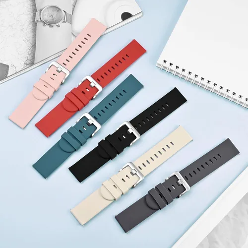 Vista 25 de BISONSTRAP Correas de reloj de silicona, correas de reloj delgadas con liberación rápida, 0.787 in, negro con hebilla negra