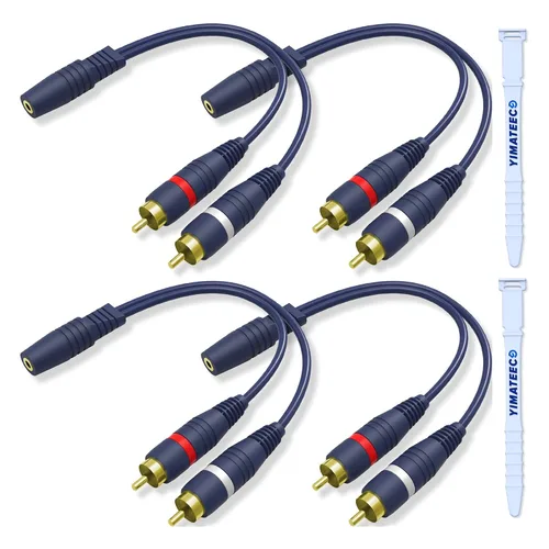 Vista 10 de Cable divisor RCA Y macho a hembra, cable de extensión de audio AV Jack de 0.138 in, conector de cincha chapado en oro de 24 quilates