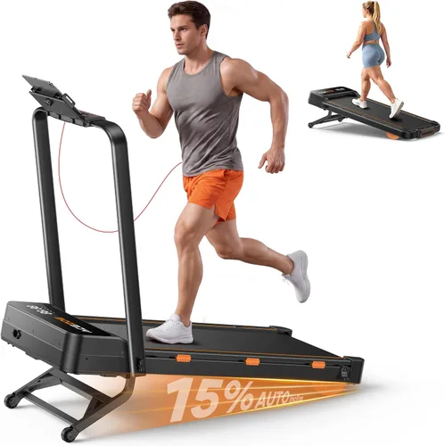 Vista 11 de Cinta de correr plegable con inclinación automática del 15% y barra de Negro naranja