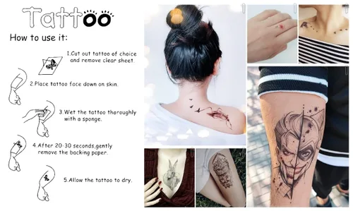 Vista 3 de Juego de 2 hojas de corazón rojo alas ángel tatuaje temporal tatuajes para hombres mujeres diseño decoraciones cuerpo cuello pecho hombro piernas