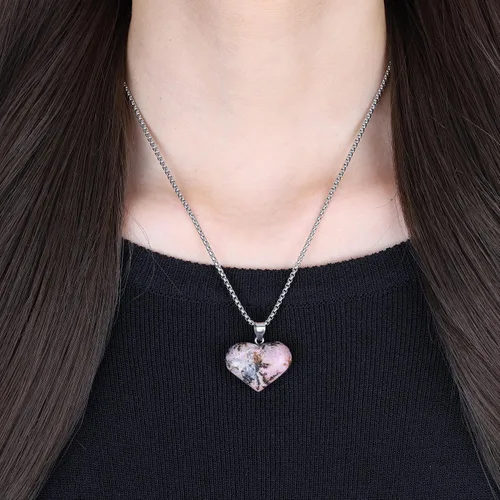Vista 3 de COAI Collar de piedra de cristal de corazón de amor para mujer