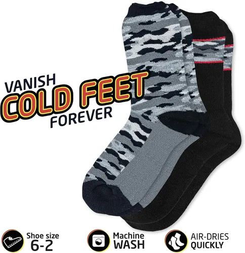 Vista 5 de HOT FEET Calcetines térmicos para niños, calcetines cálidos con aislamiento de invierno para niños y niñas, cómodos y gruesos, paquete de 2
