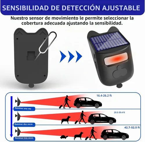 Vista 4 de Alarmas solares inalámbricas para entrada exterior resistente a la intemperie, detector de movimiento y sensor para 1000 pies de largo alcance, sin
