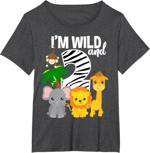 Vista 29 de Camiseta de cumpleaños con temática de zoológico de I'm Wild and 2, Negro, S