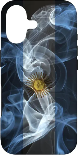Vista 32 de iPhone 16 Smoky Argentina Flag - Funda de orgullo argentino estilo humo
