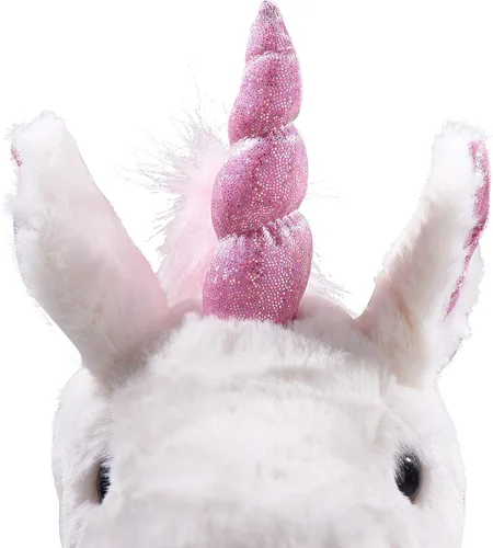 Vista 5 de DILLY DUDU Unicornio de peluche blanco y rosa de 17 pulgadas