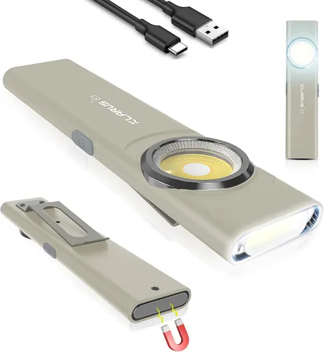 Vista 10 de Klarus E5 2 piezas de linterna de bolsillo, linterna recargable EDC, súper delgada 4.2x1x0.3 pulgadas, 600 lúmenes, puerto USB-C, IPX4, fuente