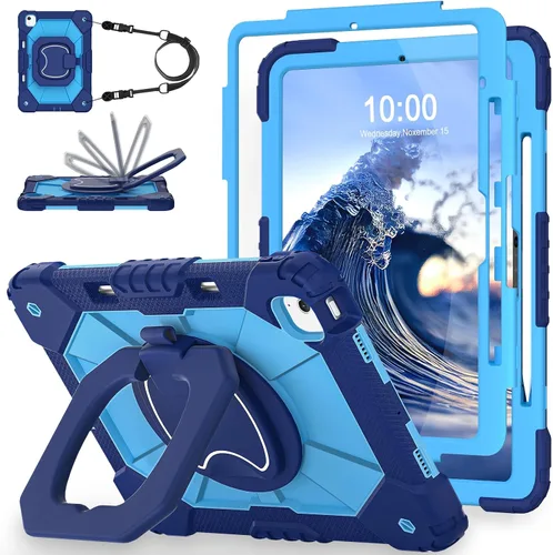 Vista 10 de WESOROL Funda para iPad Air de 13 pulgadas M4/M3/M2 2026/2025/2024 con soporte para lápiz, protector de pantalla, soporte giratorio de 360°, funda