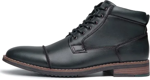 Vista 3 de Botas de vestir Oxford de cuero para hombre, botas de tobillo Chukka para negocios, trabajo, diario, zapatos para hombres