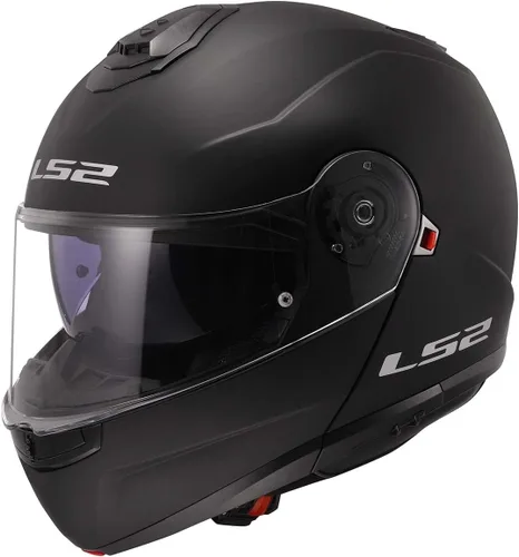 Vista 4 de LS2 Helmets Strobe II - Casco modular de motocicleta con protector solar (negro brillante, talla XS)