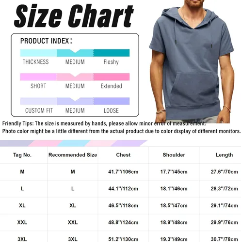 Vista 7 de Camiseta deportiva con capucha para hombre, manga corta, con cordón, con capucha, fitness, entrenamiento, culturismo, musculación