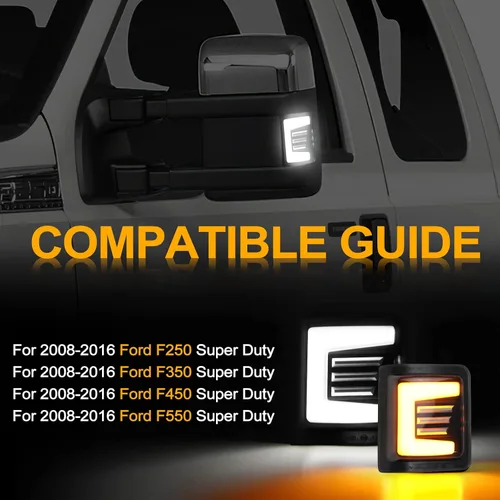 Vista 7 de Switchback - Marcador de espejo lateral, señal de giro y luz de marcha de repuesto para 2008-2016 F250 F350 F450 F550 Super Duty DRL accesorios