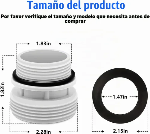 Vista 6 de Paquete de 4 adaptadores de conversión de manguera 4560 de 1.575 in a 1 1/2