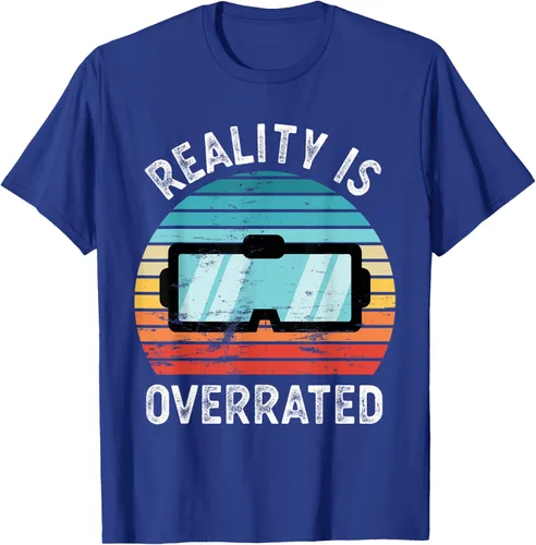 Vista 17 de Reality is Overrated VR - Camiseta divertida de regalo de realidad virtual, Negro, S