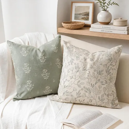 Vista 28 de SageSelvas Fundas de almohada decorativas florales de 18 x 18 pulgadas, juego de 2, fundas de almohada de estilo rústico costero azul para sofá