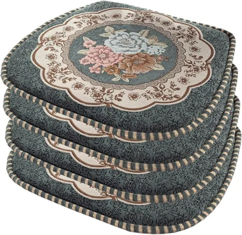 Vista 17 de EORNOW Juego de cojines para silla de comedor con lazos, juego de 1/2/4, almohadillas antideslizantes para silla de comedor con funda extraíble