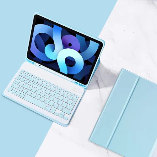 Vista 8 de Funda con Teclado para iPad de 9ª 8ª 7ª Generación 10.2 pulgadas iPad Air 3 Pro 10.5 pulgadas Teclado de Color Lindo Desmontable Bluetooth Funda