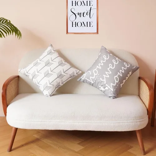 Vista 7 de Juego de 4 fundas de almohada de 16 x 16 pulgadas con cremalleras, fundas de almohada para sofá, juego de 4 fundas de cojín decorativas de lino