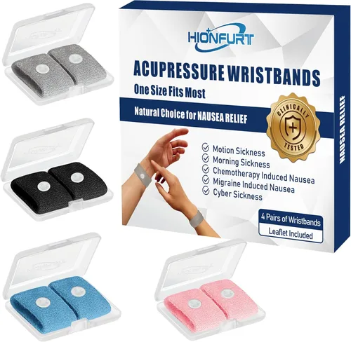 Vista 26 de Hionfurt Bandas de mareo por movimiento, pulsera antináuseas para adultos y niños, alivio de náuseas matutinas para mujeres embarazadas, alivio