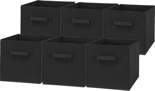 Vista 12 de Simple Houseware Contenedores de almacenamiento plegables de 11 pulgadas, color beige, paquete de 6 cubos de tela organizadores para armario