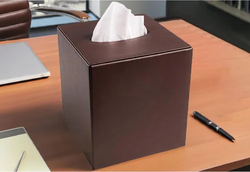 Vista 6 de DACASSO Funda de piel para caja de pañuelos – Funda de piel de lujo para caja de pañuelos cuadrada – Elegante cubierta de pañuelos y sofisticada