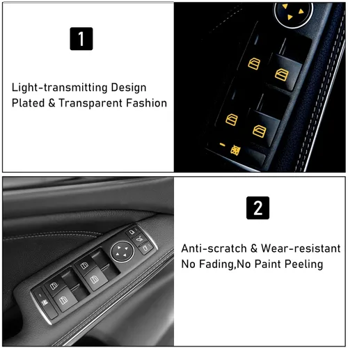 Vista 5 de Moonlinks Cubiertas de botón para interruptor de ventana eléctrica de puerta interior, repuesto compatible con Mercedes Benz A B C E G GLA CLA GLK