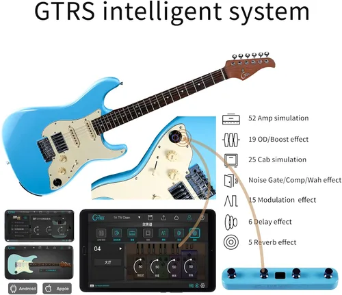 Vista 2 de GTRS S800 Kit de guitarra eléctrica inteligente con sistema de efectos, recogida HHS, máquina de tambor de bucle, batería de 12 horas de duración