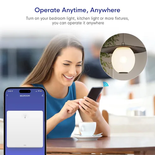 Vista 5 de Interruptor de luz inteligente, requiere cable neutro, interruptor de luz con placas de pared, control de voz, interruptor de luz Wi-Fi de 2.4 GHz
