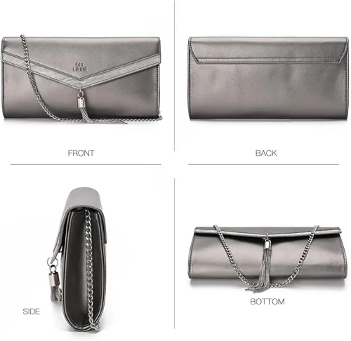 Vista 4 de Clutch Purse for Women GM LIKKIE Envelope Evening Clutch Handbag Crossbody Foldover PU Leather Shoulder Bag