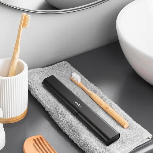 Vista 7 de Estuche de viaje para cepillo de dientes de aluminio, soporte portátil para cepillo de dientes, contenedor resistente para cepillo de dientes manual