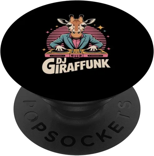 Vista 7 de DJ Giraffunk Retro Giraffe DJ Turntable Club Vibes PopSockets PopGrip for MagSafe