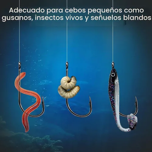 Vista 6 de FishTrip 100Pcs Baitholder Fishing Hooks, Bait Holder Hook for Freshwater Negro